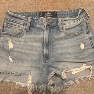 Hollister Blue Jean Shorts High-Waisted Distressed